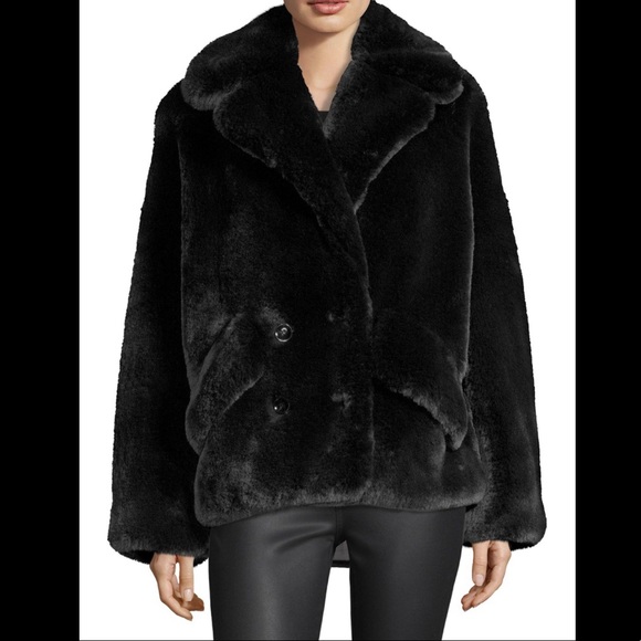 Kooples Crop Faux Fur Coat Nwt 